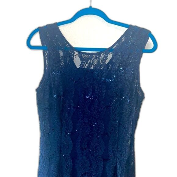 Alex Evenings Navy Sequin Gown - Picture 2 of 5